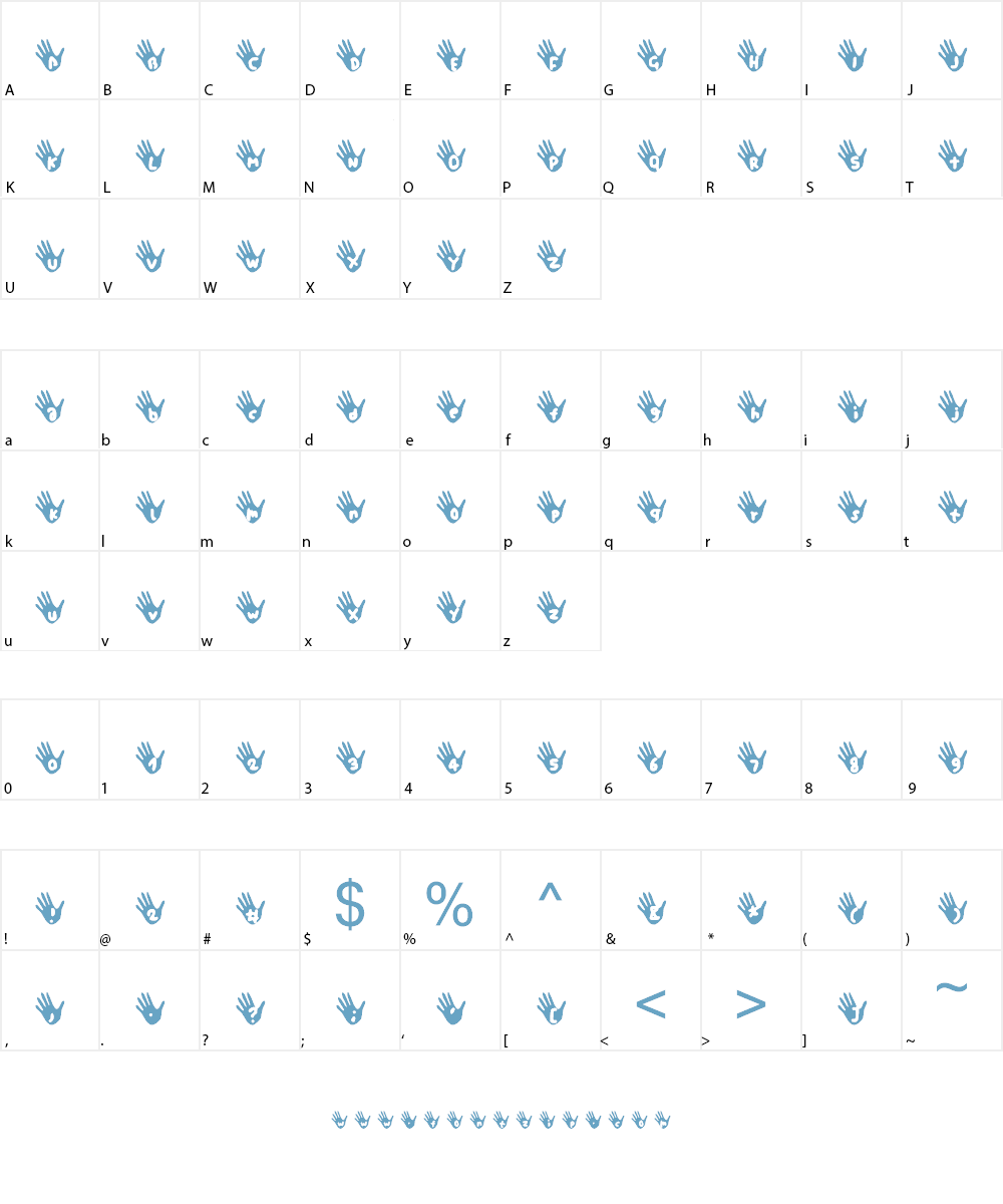 letters in the hands Font Character